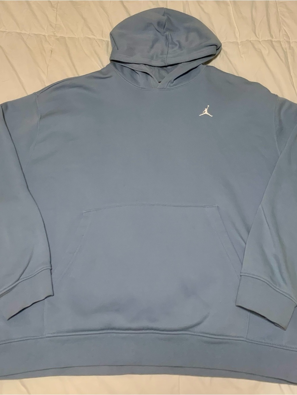 Jordan Essentials Fleece Pullover Hoodie in the Blue Grey/White colorway.